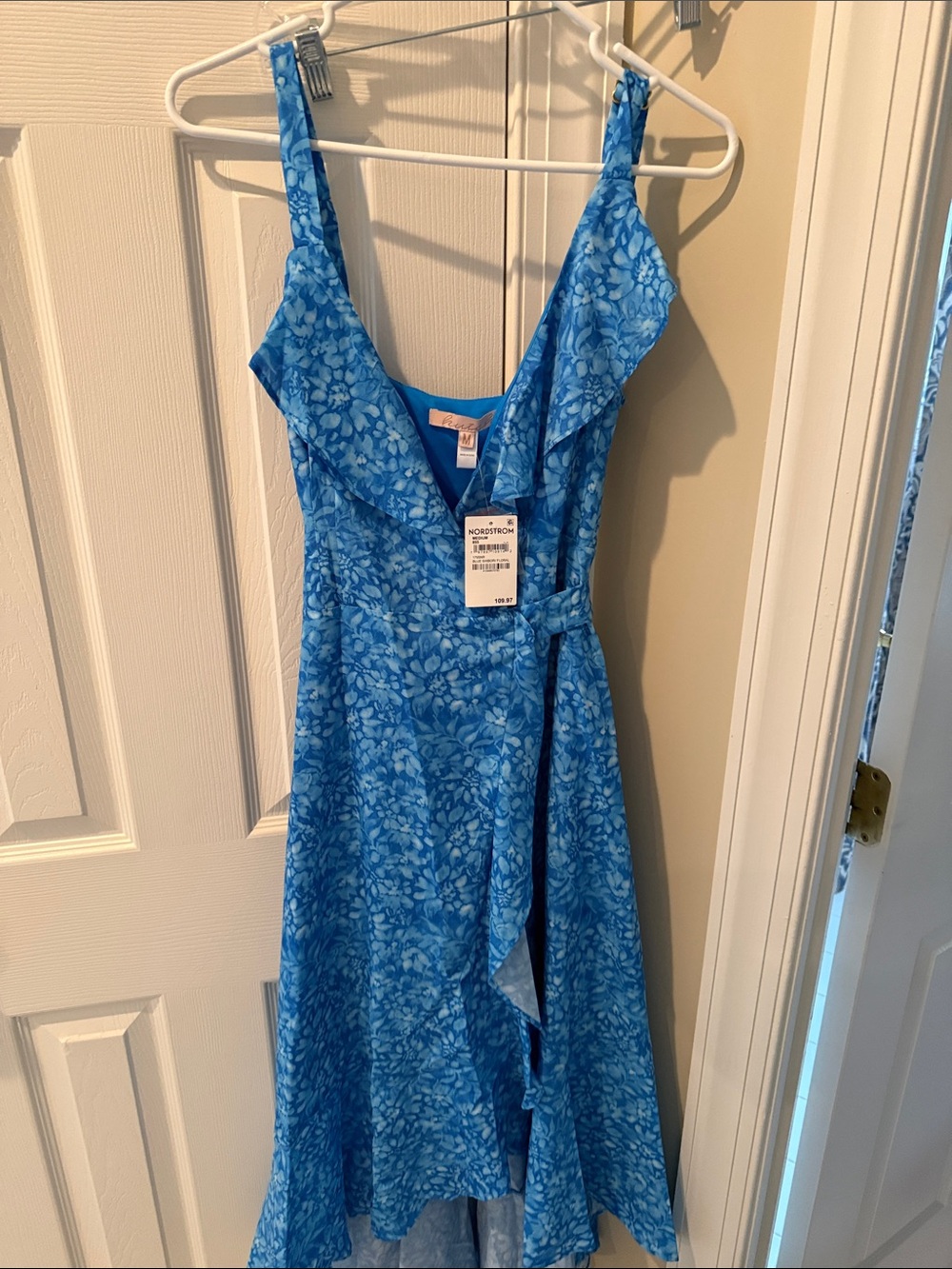 Hutch Blue Floral Midi Wrap Dress